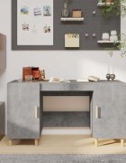vidaXL Бюро бетонно сиво 140x50x75 см инженерно дърво