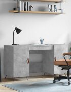 vidaXL Бюро бетонно сиво 140x50x75 см инженерно дърво