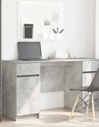 vidaXL Бюро Бетонно сиво Инженерна дървесина 140 x 49 x 76 см