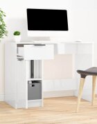 vidaXL Бюро бял гланц 100x50x75 см инженерно дърво