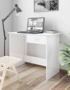 vidaXL Бюро бял гланц 100x50x76 см ПДЧ