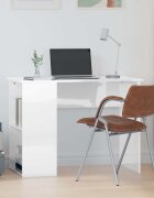 vidaXL Бюро бял гланц 100x55x75 см инженерно дърво