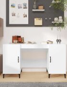 vidaXL Бюро бял гланц 140x50x75 см инженерно дърво