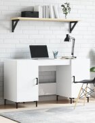 vidaXL Бюро бял гланц 140x50x75 см инженерно дърво