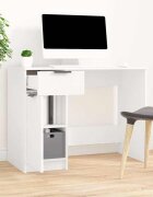 vidaXL Бюро бяло 100x50x75 см инженерно дърво