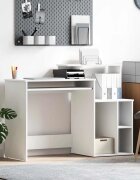 vidaXL Бюро Бяло 1205 x 44 x 885 см Инженерна дървесина