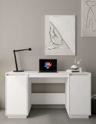 vidaXL Бюро бяло 140x50x75 см борово дърво масив