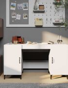 vidaXL Бюро бяло 140x50x75 см инженерно дърво