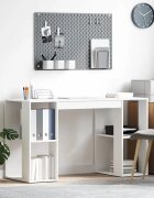 vidaXL Бюро Бяло Инженерна дървесина 130 x 50.5 x 75 см