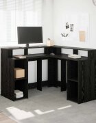 vidaXL Бюро Черния дъб Инженерна дървесина 130 x 130 x 91 см