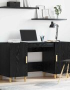vidaXL Бюро Черния дъб Инженерна дървесина 140 x 50 x 75 см