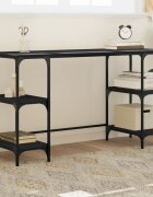 vidaXL Бюро черно 140x50x75 см метал и инженерно дърво