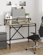 vidaXL Бюро дъб сонома 100x50x90 см инженерно дърво и желязо