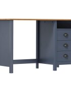 vidaXL Бюро Hill с 3 чекмеджета сиво 120x50x74 см бор масив