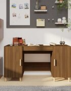vidaXL Бюро кафяв дъб 140x50x75 см инженерно дърво