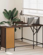 vidaXL Бюро кафяв дъб 141x141x75 см инженерно дърво