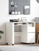 vidaXL Бюро на колела Бяло Инженерна дървесина 91 x 50 x 77 см
