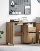 vidaXL Бюро на колела Дъб Инженерна дървесина 91 x 50 x 77 см