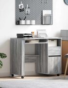 vidaXL Бюро на колела Сив Сонома Инженерна дървесина 91 x 50 x 77 см