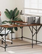vidaXL Бюро опушен дъб 149x149x75 см инженерно дърво