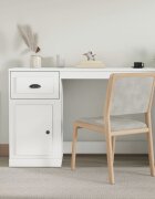 vidaXL Бюро с чекмедже бяло 115x50x75 см инженерно дърво