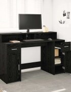 vidaXL Бюро с чекмедже Черен дъб 140 x 55 x 91 см Инженерна дървесина