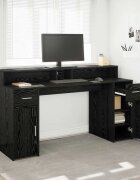 vidaXL Бюро с чекмедже Черен дъб 160 x 55 x 91 см Инженерна дървесина