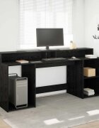 vidaXL Бюро с чекмедже Черен дъб 200 x 55 x 91 см Инженерна дървесина