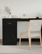 vidaXL Бюро с чекмедже черно 115x50x75 см инженерно дърво