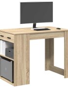 vidaXL Бюро с чекмедже и рафт дъб сонома 102x62x775см инженерно дърво