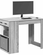 vidaXL Бюро с чекмедже и рафт сив сонома 102x62x775см инженерно дърво
