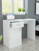 vidaXL Бюро с чекмедже и шкаф бял 100x40x73 cм