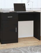 vidaXL Бюро с чекмедже и шкаф черен 100x40x73 см инженерно дърво