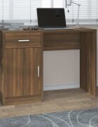 vidaXL Бюро с чекмедже и шкаф кафяв дъб 100x40x73 см инженерно дърво
