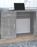 vidaXL Бюро с чекмедже и шкаф сив сонома 100x40x73 см инженерно дърво