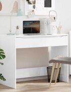 vidaXL Бюро с чекмедже Висок Гланцов Бял 100 x 50 x 78 см