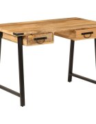 vidaXL Бюро с чекмеджета 105x55x70 см мангово дърво масив и желязо
