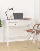 vidaXL Бюро с чекмеджета бял 100x50x78 см бор масив