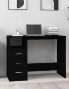 vidaXL Бюро с чекмеджета черно 102x50x76 см инженерно дърво