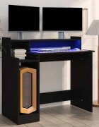 vidaXL Бюро с LED осветление черно 97x45x90 см инженерно дърво