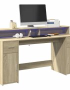 vidaXL Бюро с LED осветление сонома дъб 160x55x91 см инженерно дърво