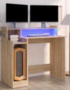 vidaXL Бюро с LED осветление сонома дъб 97x45x90 см инженерно дърво