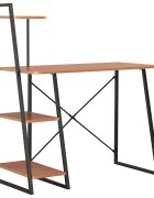 vidaXL Бюро с модул с рафтове черно и кафяво 102x50x117 см