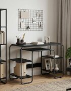 vidaXL Бюро с място за съхранение Черен дъб 1135 x 52 x 755 см
