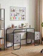 vidaXL Бюро с място за съхранение Сив Сонома 145 x 50 x 75 см