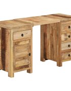 vidaXL Бюро с пиедестал мангово дърво масив 140x50x77 см