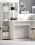 vidaXL Бюро с рафт Бяло 1385 x 55 x 143 см Инженерна дървесина