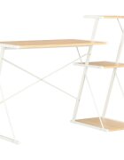 vidaXL Бюро с рафт бяло и дъб 116x50x93 см