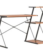 vidaXL Бюро с рафт черно и кафяво 116x50x93 см