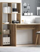 vidaXL Бюро с рафт Дъб 1385 x 55 x 143 см Инженерна дървесина